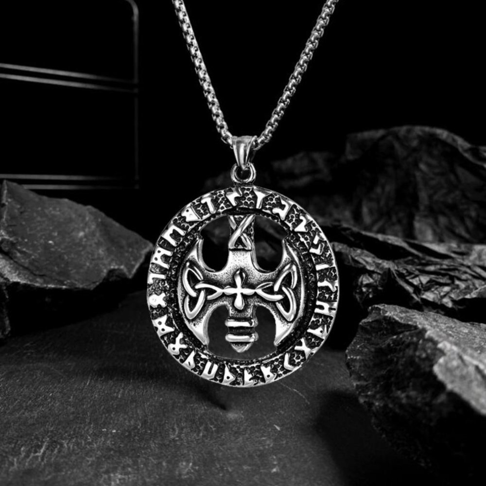 ❤️Viking axe titanium steel pendant necklace for women/men, N90201P175